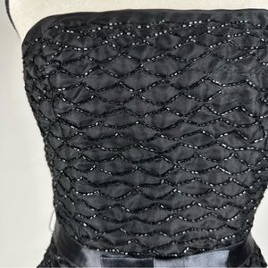Aimee black beaded strapless silk dress formal prom - size 2
